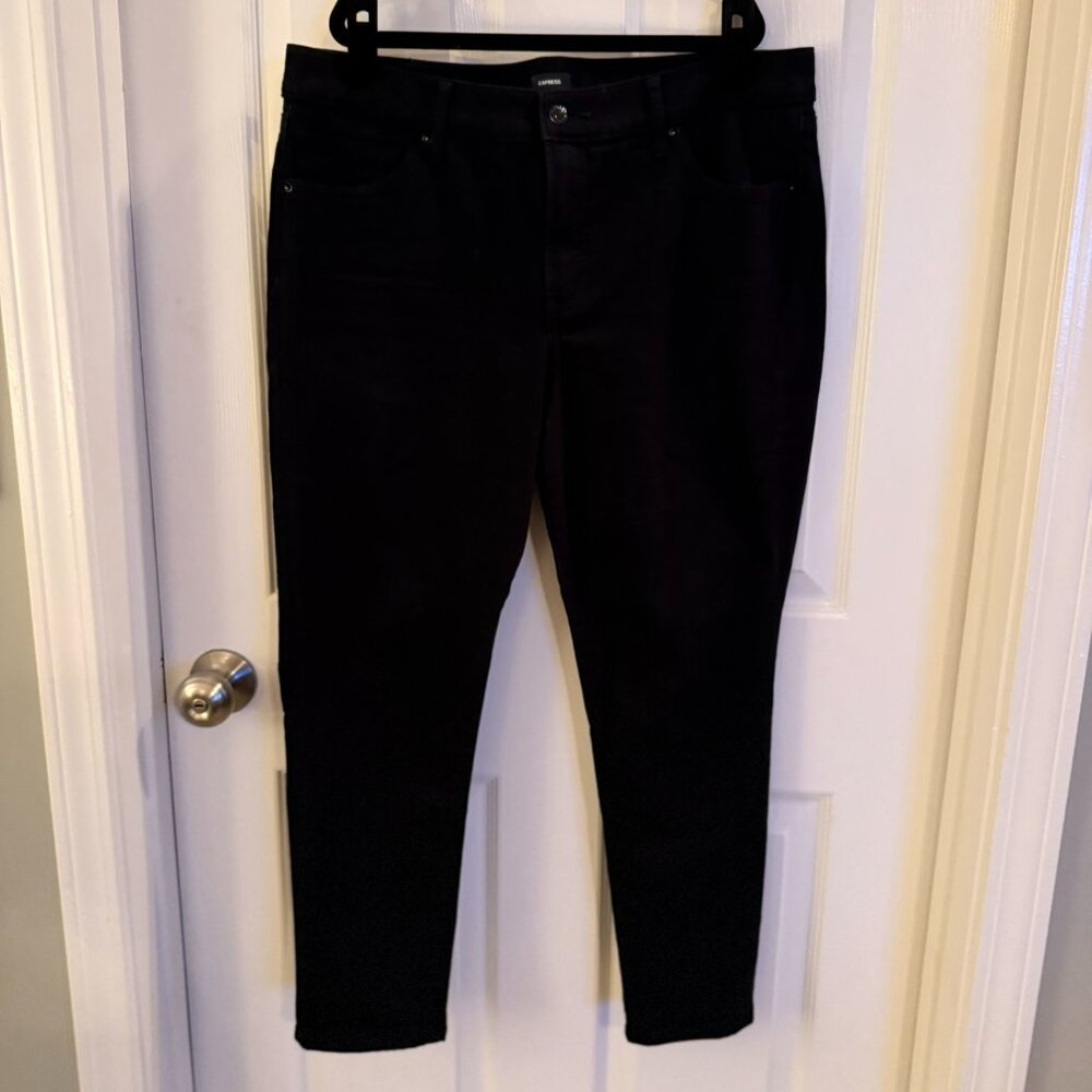 Express Black Skinny Jeans Denim Size 12s / 12 Short Mid Rise